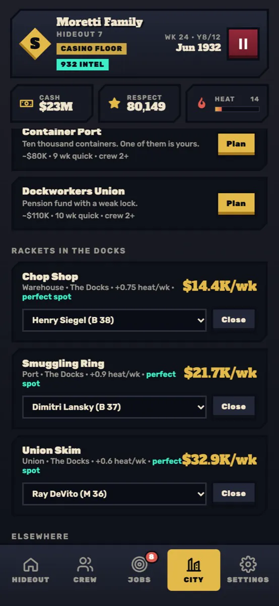 Rackets in the Docks and what they bring in each week