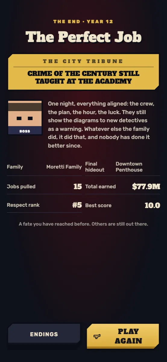 An ending after twelve years: The Perfect Job