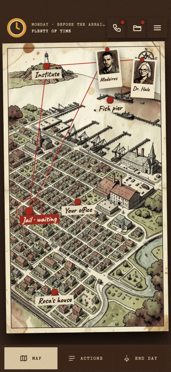 The town map on Monday, before the arraignment